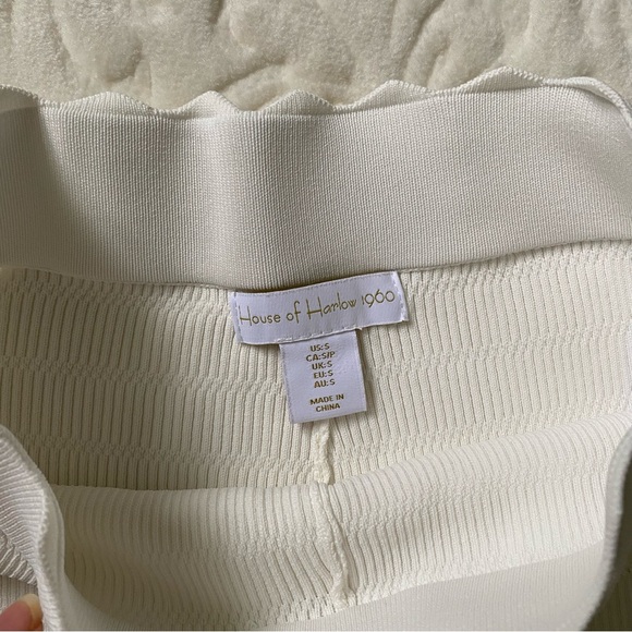 House of Harlow 1960 Cream Ribbed Wide Leg Pants - Picture 4 of 7